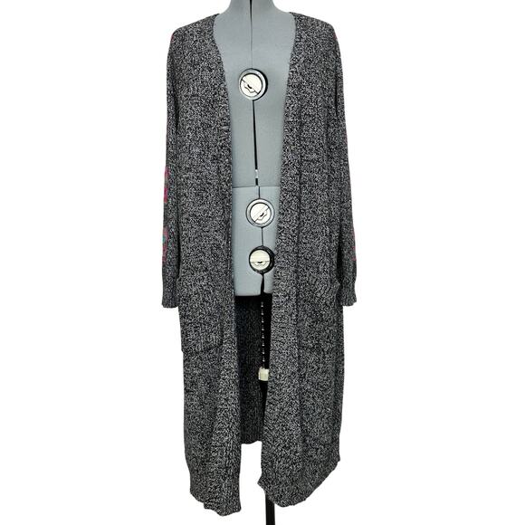 Torrid Lovesick Long Sleeve Raglan Duster Cardigan Space Dye Rainbow Skull Sz: 3 - Picture 2 of 8